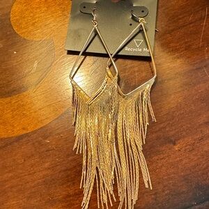 “Guess” Elegant Gold Fringe Earrings- NEW